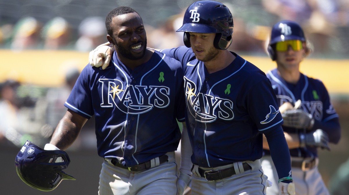 RaysRandyArozarenaBrettPhillipsCelebrate